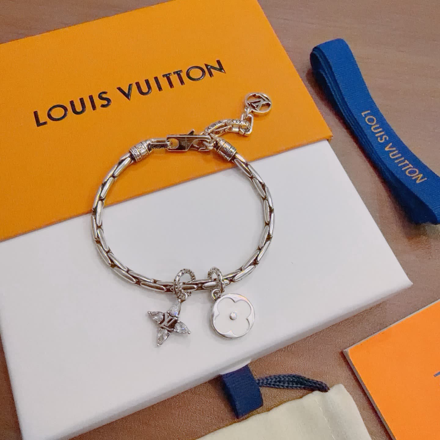 Louis Vuitton Silver Bracelet with Charms
